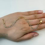 دستبند طلا زنجیر و هرمس دورنگ