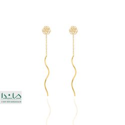 گوشواره طلا پیچی طرح گل رز