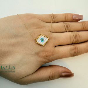 گردنبند طلا میوکی چشم نظر سفید