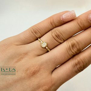 انگشتر طلا طرح جواهر سولیتر بیضی