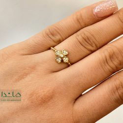 انگشتر طلا طرح جواهر گل 4 پر