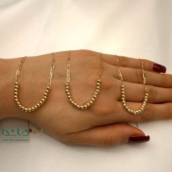 دستبند طلا گوی و هرمس - نیمست طلا سبک