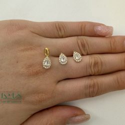 نیمست طلا طرح جواهر یاقوت سفید