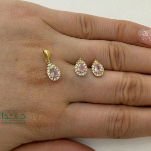 نیمست طلا طرح جواهر یاقوت صورتی