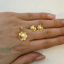 نیمست طلا مرواریدی طرح گل